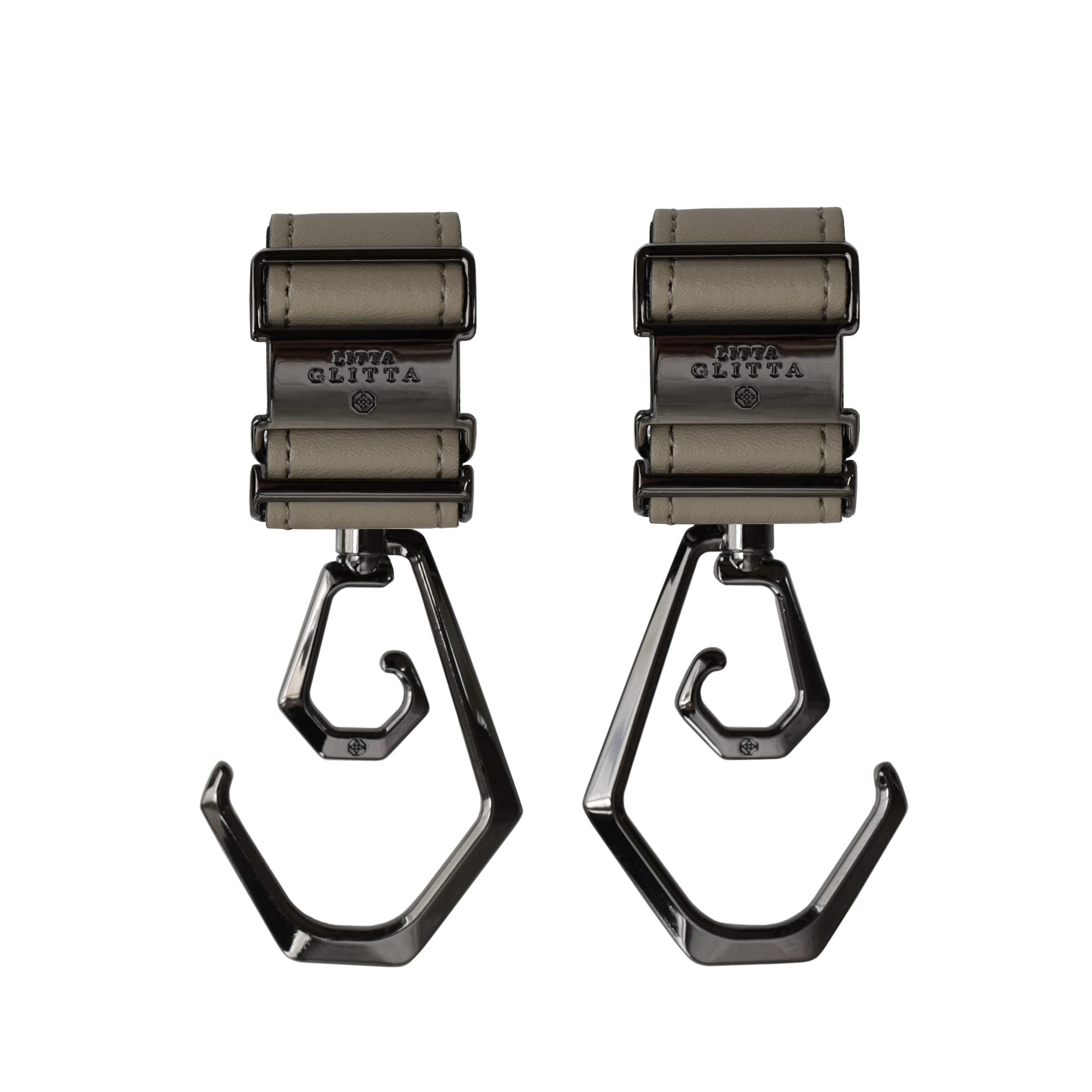 

LITTA GLITTA Duology Stroller Set of Double Hooks Hooks, 360° Rotating, 2, (Black/Grey)