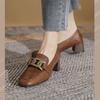 British style small leather shoes women's two wear versatile square head loafers 2025 spring and autumn new thick heel fashion one pedal