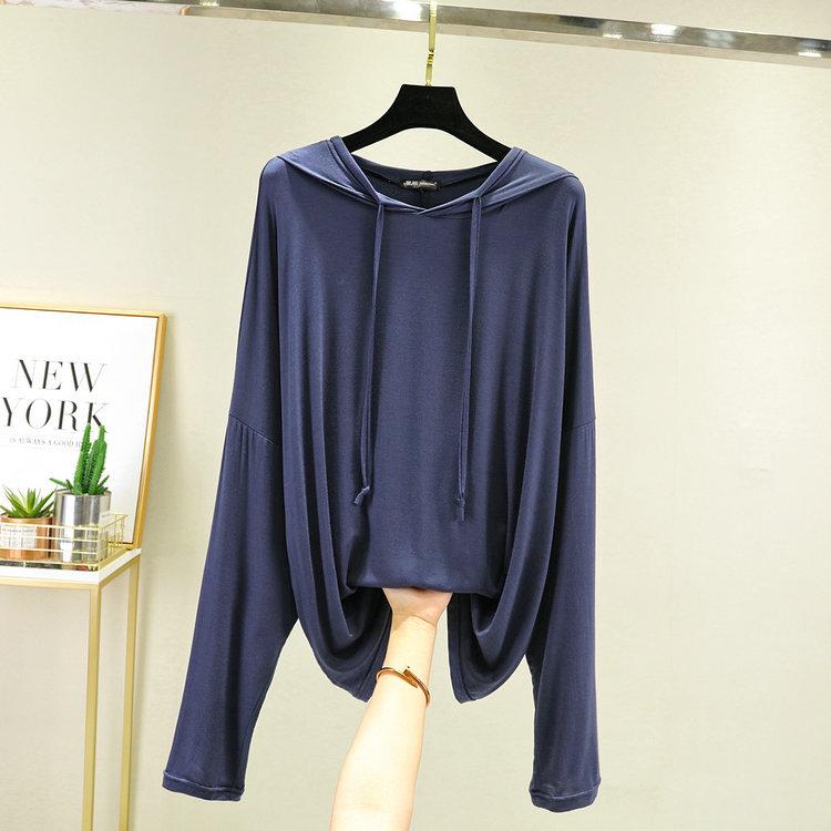 Women's Modal Hoodies Oversized Pullover Sweatshirts Long Sleeve Drawstring Sunshirt