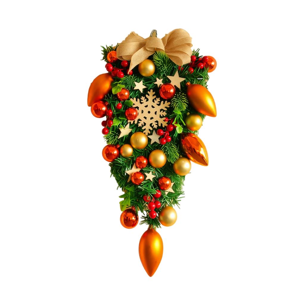 Christmas Wreath Door Hanging with LED Lights, Staircase Decoration for Indoor Home Holiday Décor