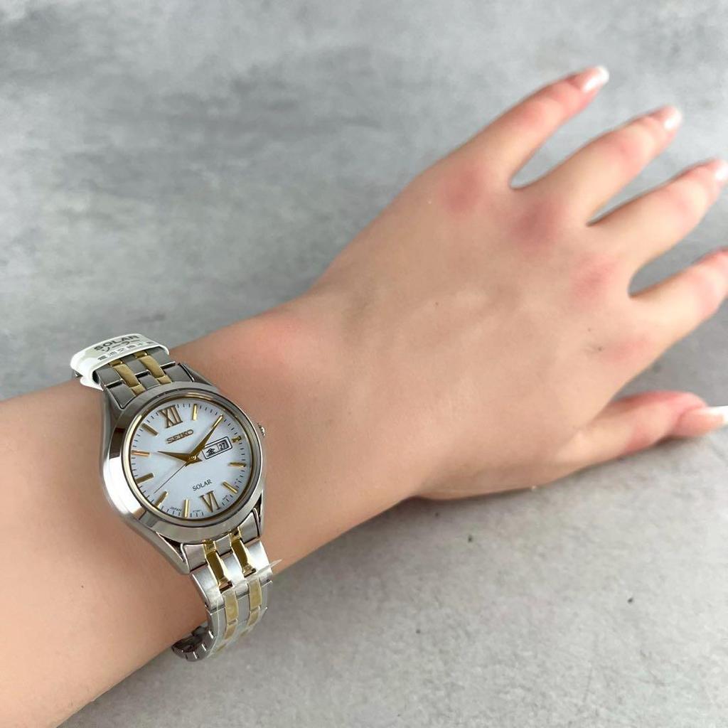 [USED] Seiko solar-powered radio-controlled watch with date display, combination dial
