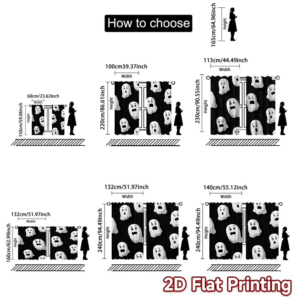 Flat Printing Curtains Without Rod Halloween Ghosts Design Women Is Day Festival Creative Versatile Fabric Curtain Set Of 2 Made Polyester Washable