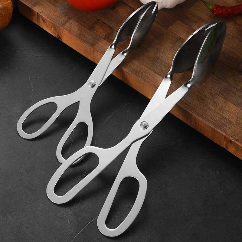 1Pc Stainless Steel Buffet Tongs Silver Salad Holder Food Clip Serving Tong Gnocchi Pasta Bread Kitchen Baking Tools Clip