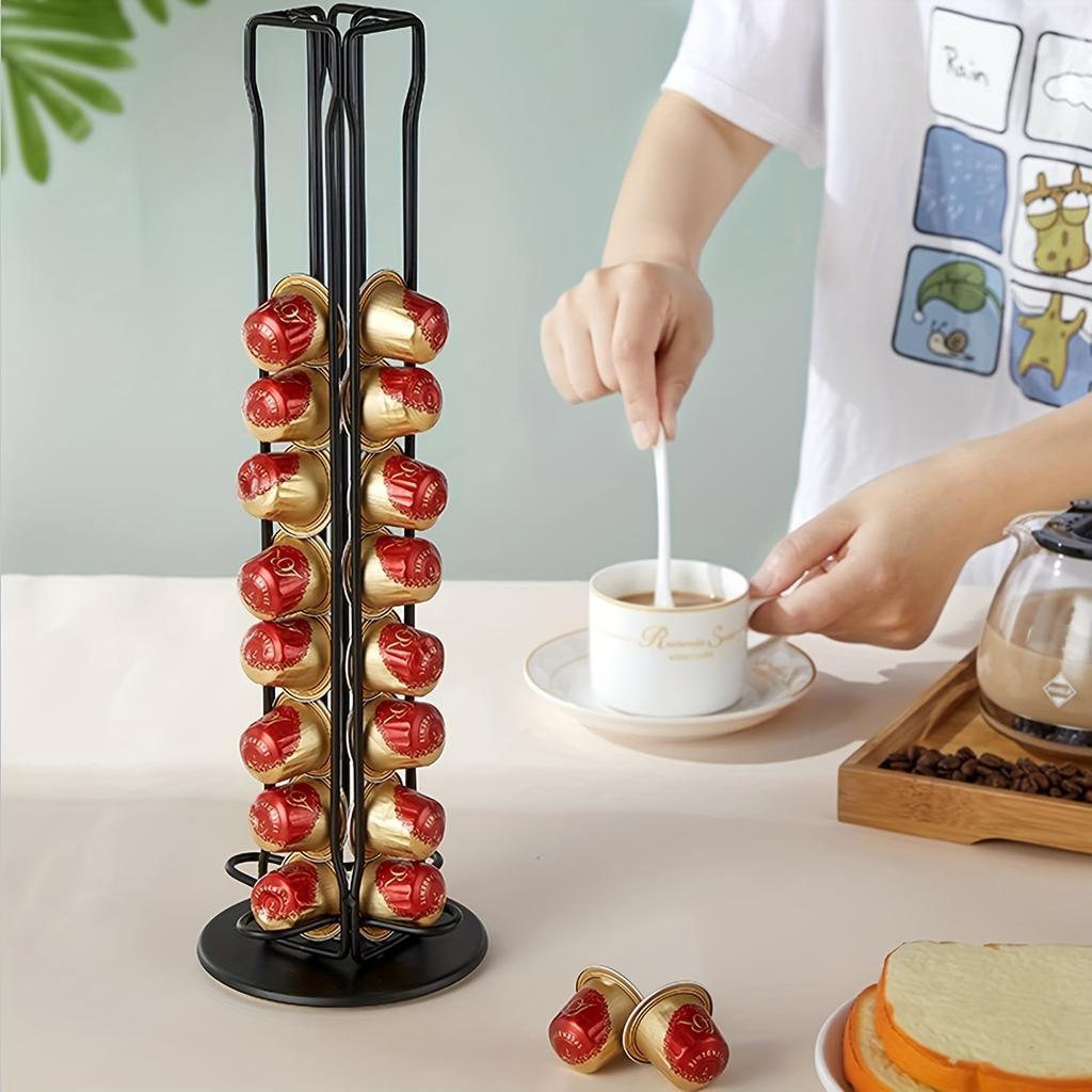 Rotatable Coffee Capsule Rack, Original Coffee Bean Storage Rack, 360 Degree Rotating Coffee Capsule Rack, Holds 40 Capsules