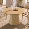 Masă Rotundă de Dining, 120 x 120 cm, potrivită pentru 4-6 Persoane, Design Clasic, Stil Scandinav-Minimalist, Culoare Stejar