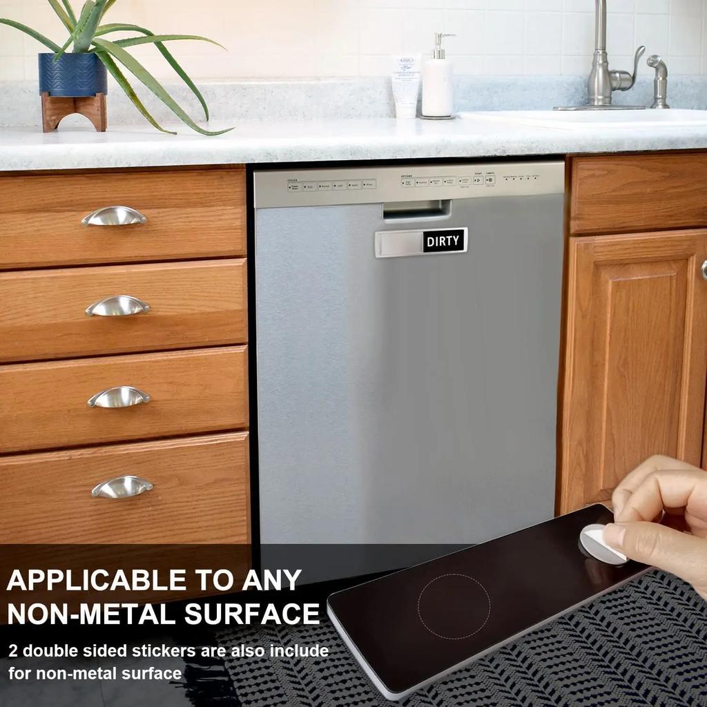 Dishwasher Clean Dirty Sign Strong Magnet, Non Scratching with Double Sided Adhesive, Easy To Read Slide Indicator