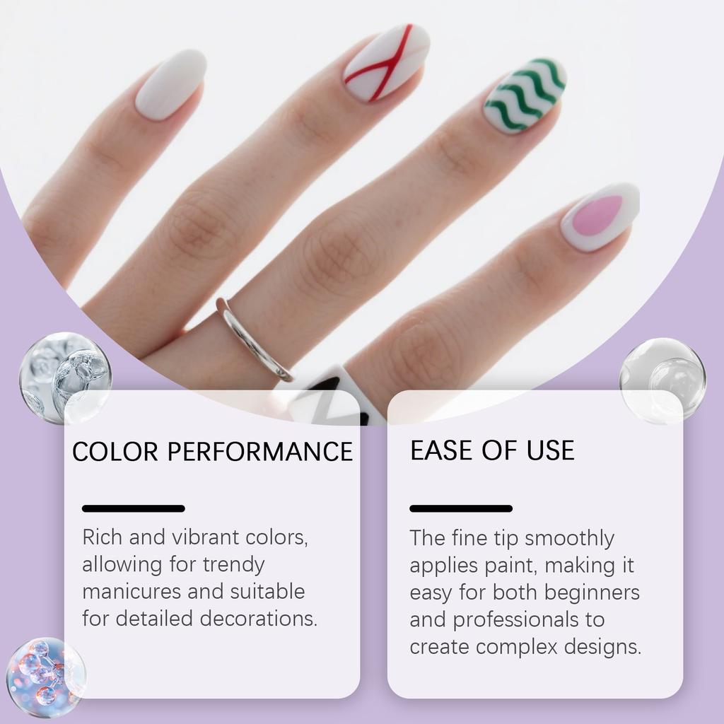 12 Colors Nail Art Marker Pen Set 0.5mm Ultra Fine Water-Based Quick Dry DIY Nail Graffiti Drawing Line Manicure Decoration Tool
