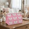 2D Flat, a Cute and Simple-style Tissue Box with a Pink Ribbon Bow Pattern, Rectangular Design. Suitable for Living Room, Car, and Desktop Storage. Pe