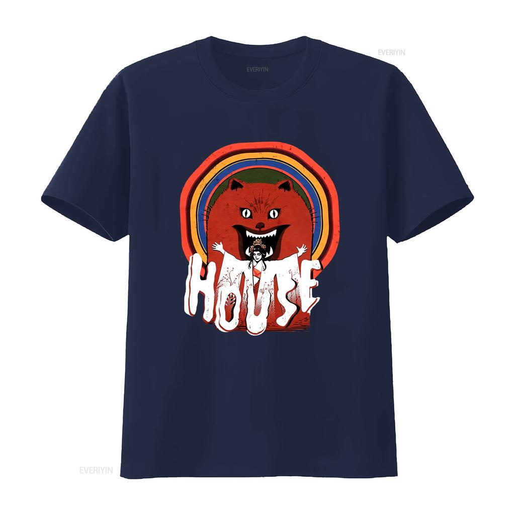 Hausu House 1977 Exorcism Logo T Shirt Cult Classic Horror Merch vintage Washed Stylish Casual Stretched streetwear