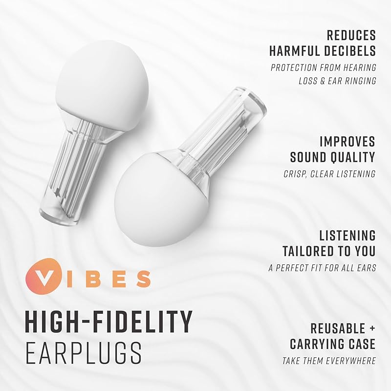 Vibes acoustic filter earplugs - High Fidelity Decibel Reduction Earplugs for Music Concert Festival Hearing protection for tinnitus and autism