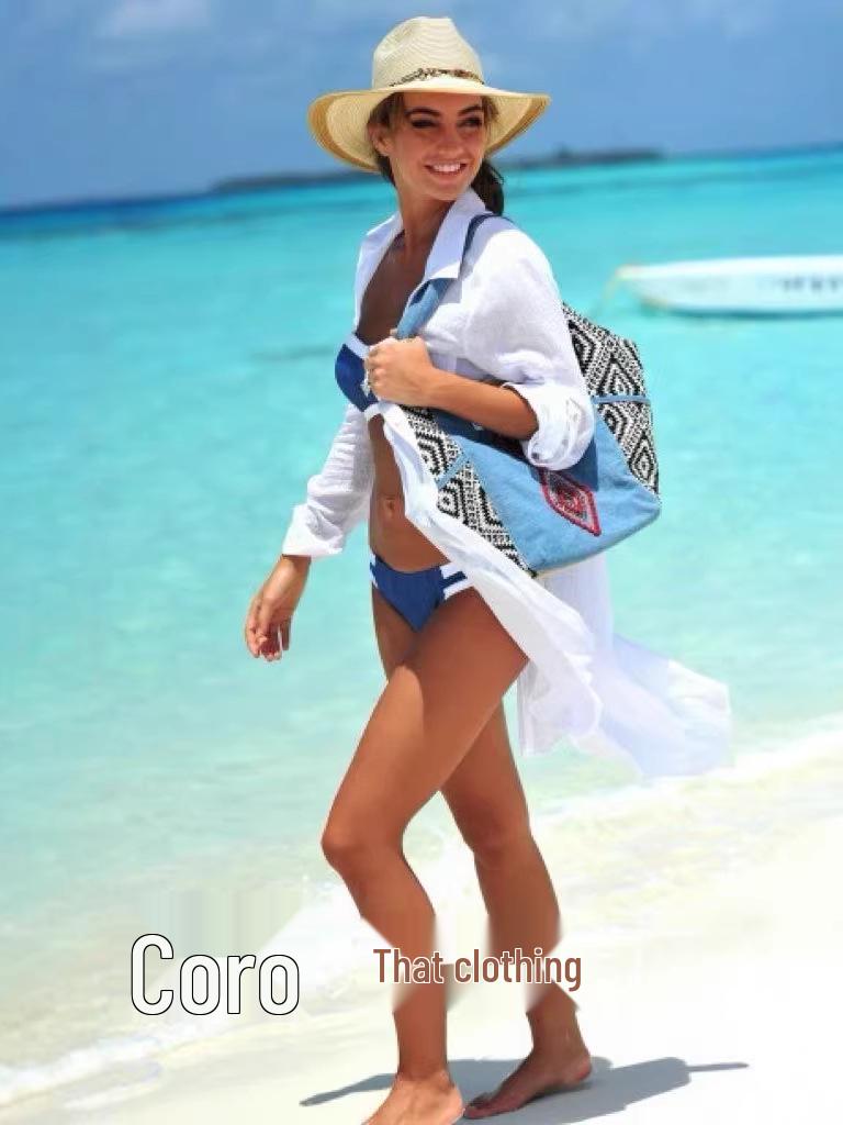 Women's Summer Swimwear Cover-Up: Two-Pocket Bikini Outerwear with Sun Protection