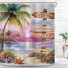 Ins Tropical Beach Palm Tree Shower Curtain Bathroom Decoration Coastal Sunset Landscape Art Waterproof Shower Curtain