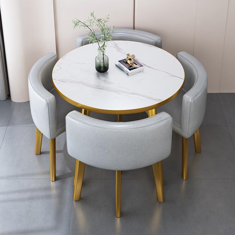 Modern Reception & Meeting Table Set: Office & Leisure Round or Square Dining Table with Chairs.