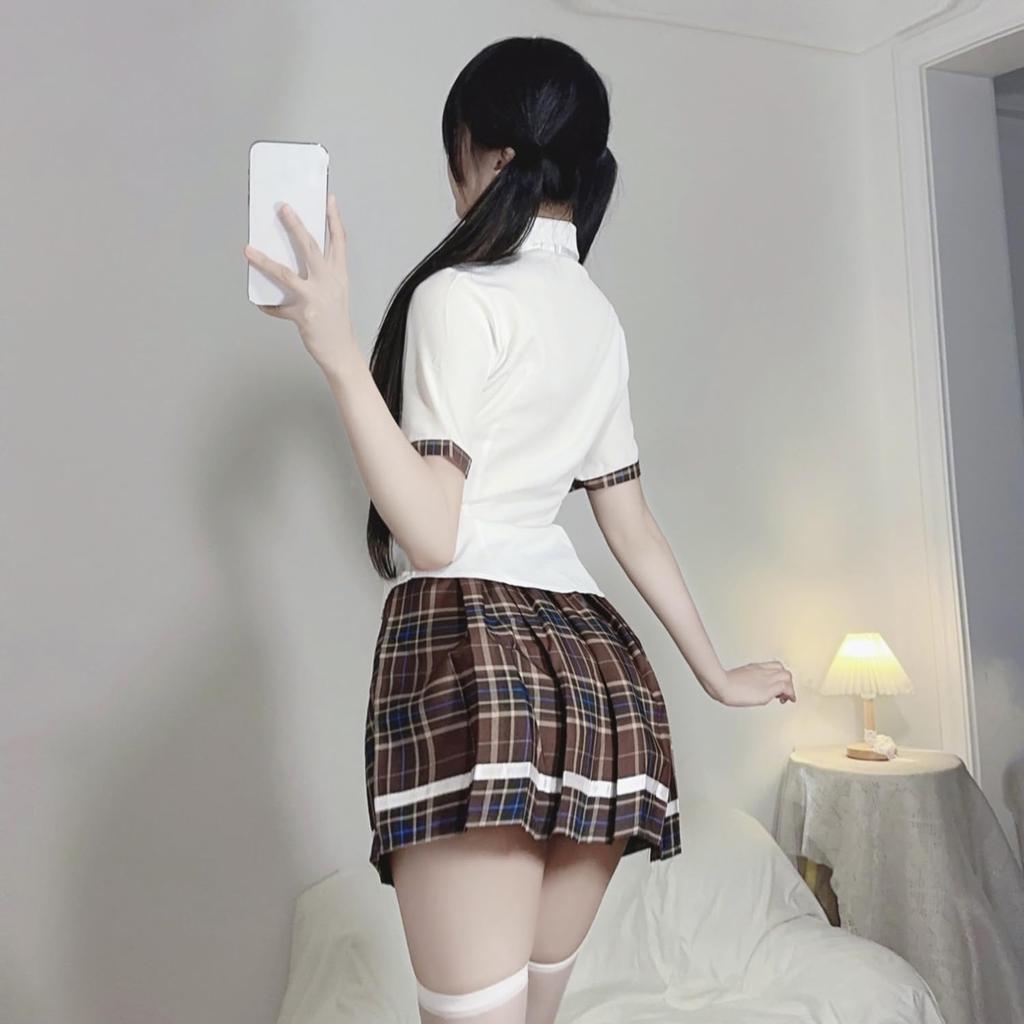 Emfay JK Cosplay Short School Uniform Sailor Set with Stockings Uniform, Sleeve, Costume, Suit, 4-Piece