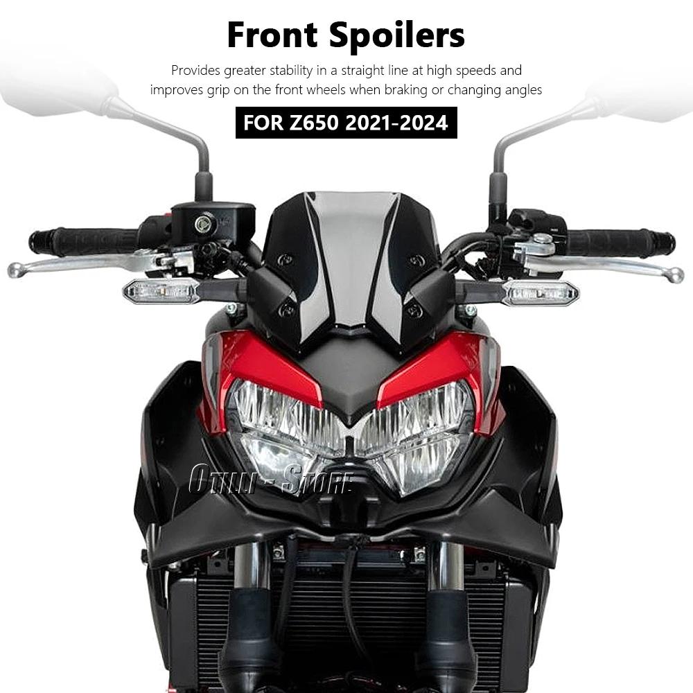 Motorcycle Sport Downforce Naked Front Spoilers Aerodynamic Wing Deflector Kit For KAWASAKI Z650 Z650 Z 650 2021-2025