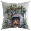 Christmas Pillowcase Watercolor Elk Snowman  Tree Fireplace Printed  Sofa Cushion Cover New Year Home Decor