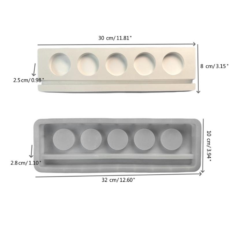 Long Candle Holder Molds, Five Hole Tealight Holder Molds Base Molds for DIY Craft Tealight Holder Home Decorations