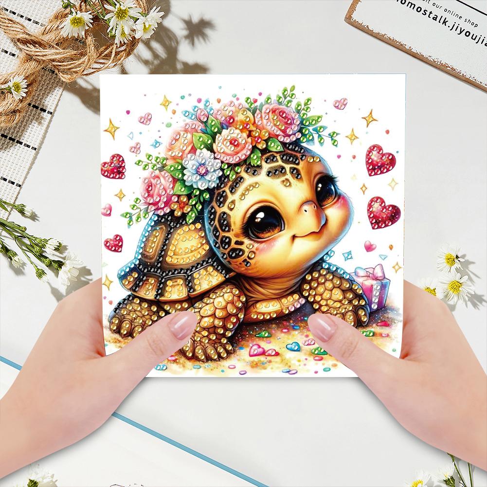 6Pcs Colorful Pattern DIY Diamond Painting Greeting Card with Envelope Diamond Birthday Blessing Card for Friend Family Lover