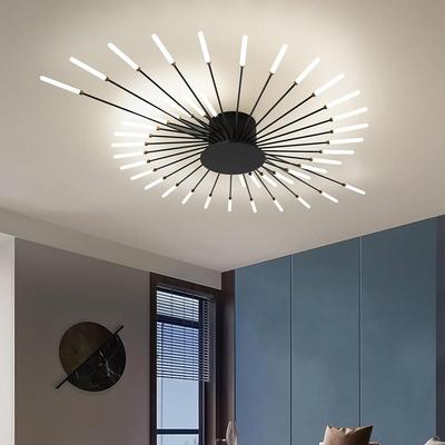 Schwarze 42 Köpfe Nicht dimmbare Pendelleuchten Kreatives Feuerwerk Design Kronleuchter Moderne Deckenleuchte für Wohnzimmer Ausstellungshalle Schlafzimmer