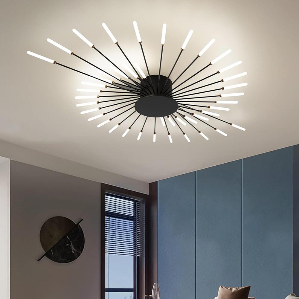 Černá 42hlavá nestmívatelná závěsná světla Kreativní design ohňostroje Lustr Moderní stropní svítidlo do obývacího pokoje Výstavní sál Ložnice