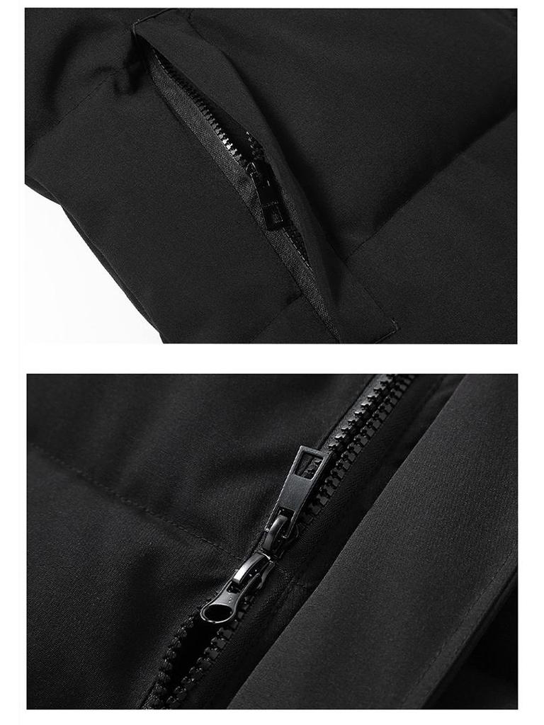 2025 Men's Mid-Length Korean Fashion Cotton Jacket - Youth Style, Thick & Warm Long Outerwear