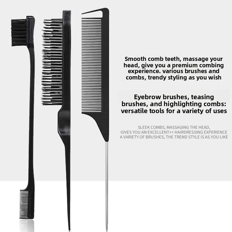 Hairdressing pointed tail dyeing comb, hair salon specific styling steel needle zoning comb, household eyebrow and eyelash comb