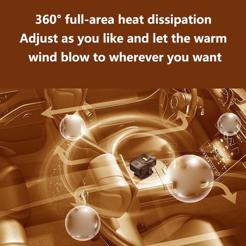 2-in-1 12V 200W Car Heater Defroster 360° Rotating Portable Windshield Heater Fast Frost/Fog Removal for All Vehicles