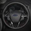 Car Steering Wheel Cover For Ford Mondeo Ford Focus 3 2015-2018 Steering Braid Black Hand-stitched Artificial Leather