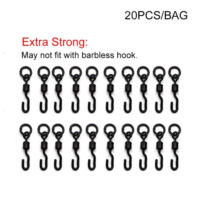 20pcs Carp Fishing Quick Change Swivels Fit Ronnie Carp Rigs Accessories Carp Flexi Spinner Hook Swivels For Carp Fish Tackle