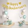 Happy 50th Anniversary Banner, 50th Wedding Anniversary, 50th Birthday, 50 Years Loved Party Decorations (Gold Glitter)