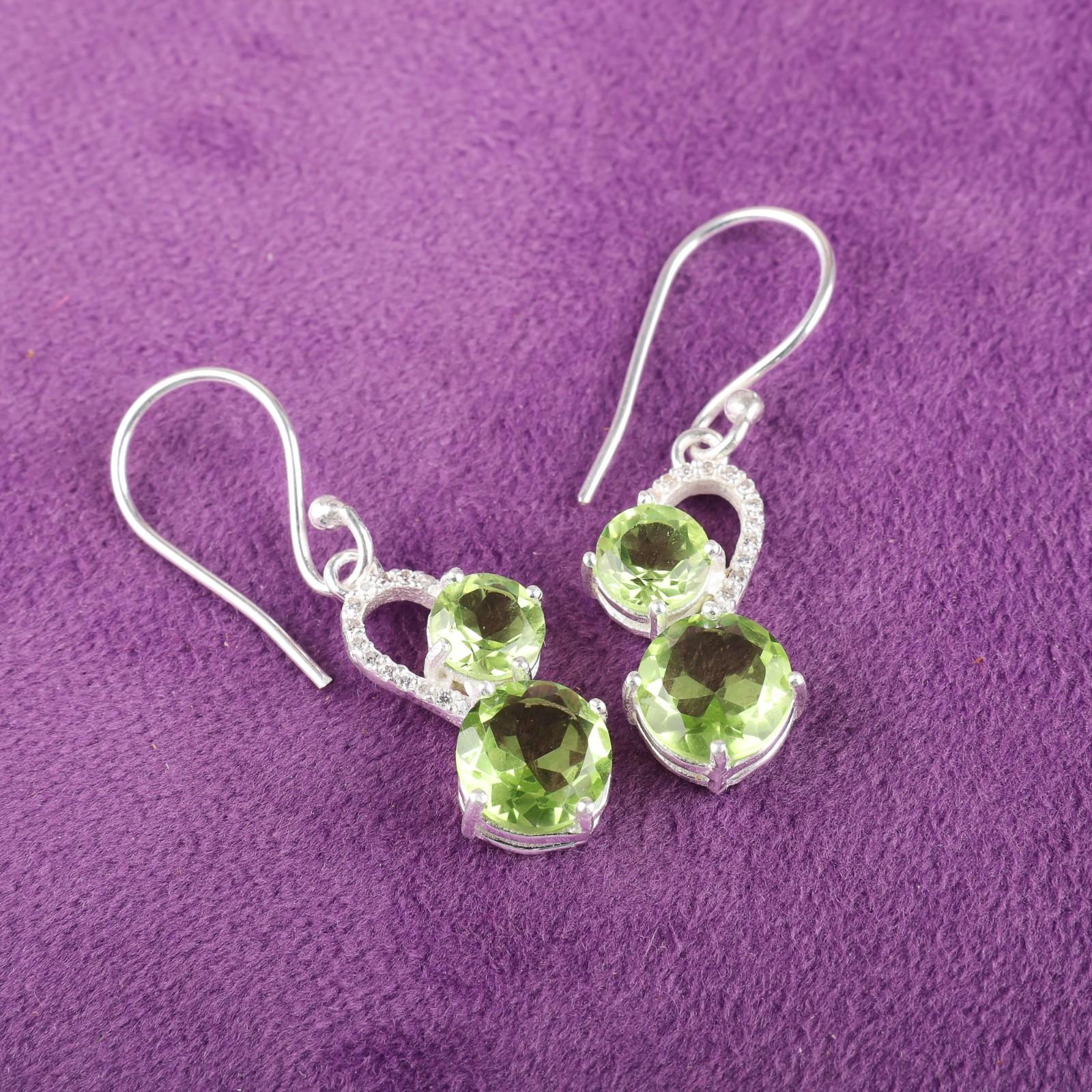 

Хризолит Драгоценный Камень Ювелирные Изделия из Стерлингового Серебра 925 Пробы Циркониевые Серьги 1,38 Для Женщин Подарок CZE-3-2