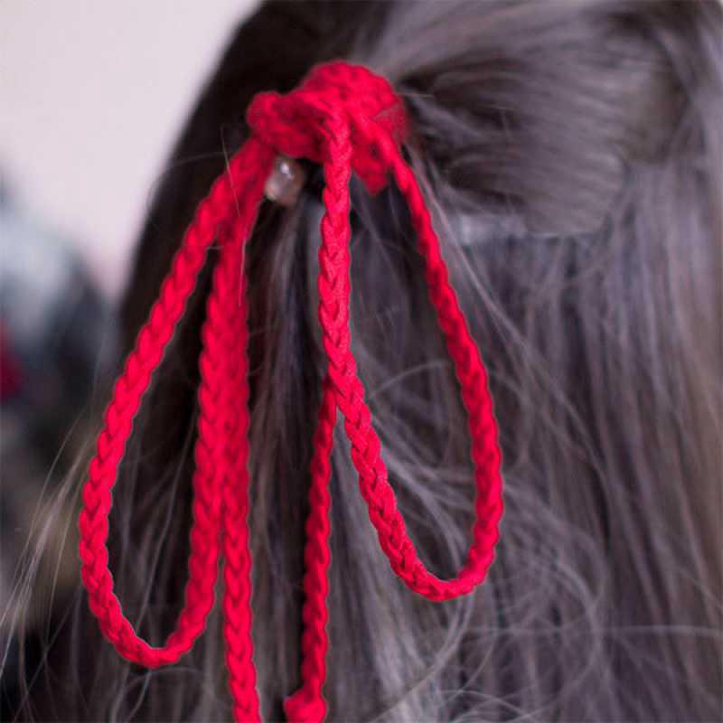 New Chinese Style Women's Tassel Hairbands Retro Hanfu Red Hair Rope Braided Bow Girl Headband Hair Accessories Headdress