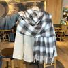 Autumn and Winter Thickened Scarf for Women Double sided Imitation Cashmere Warm Scarf for Couples Retro Dotted Line Atmosphere Long Style