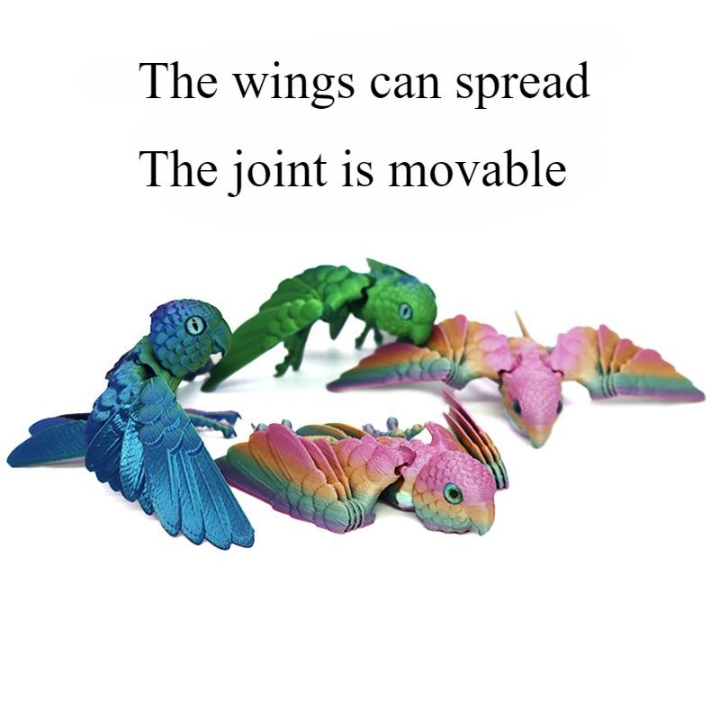 3D Printing Parrot Figures Multi-Joint Movable Simulation Animal Movement Model for Home Accessories Kids Gift Room Decoration