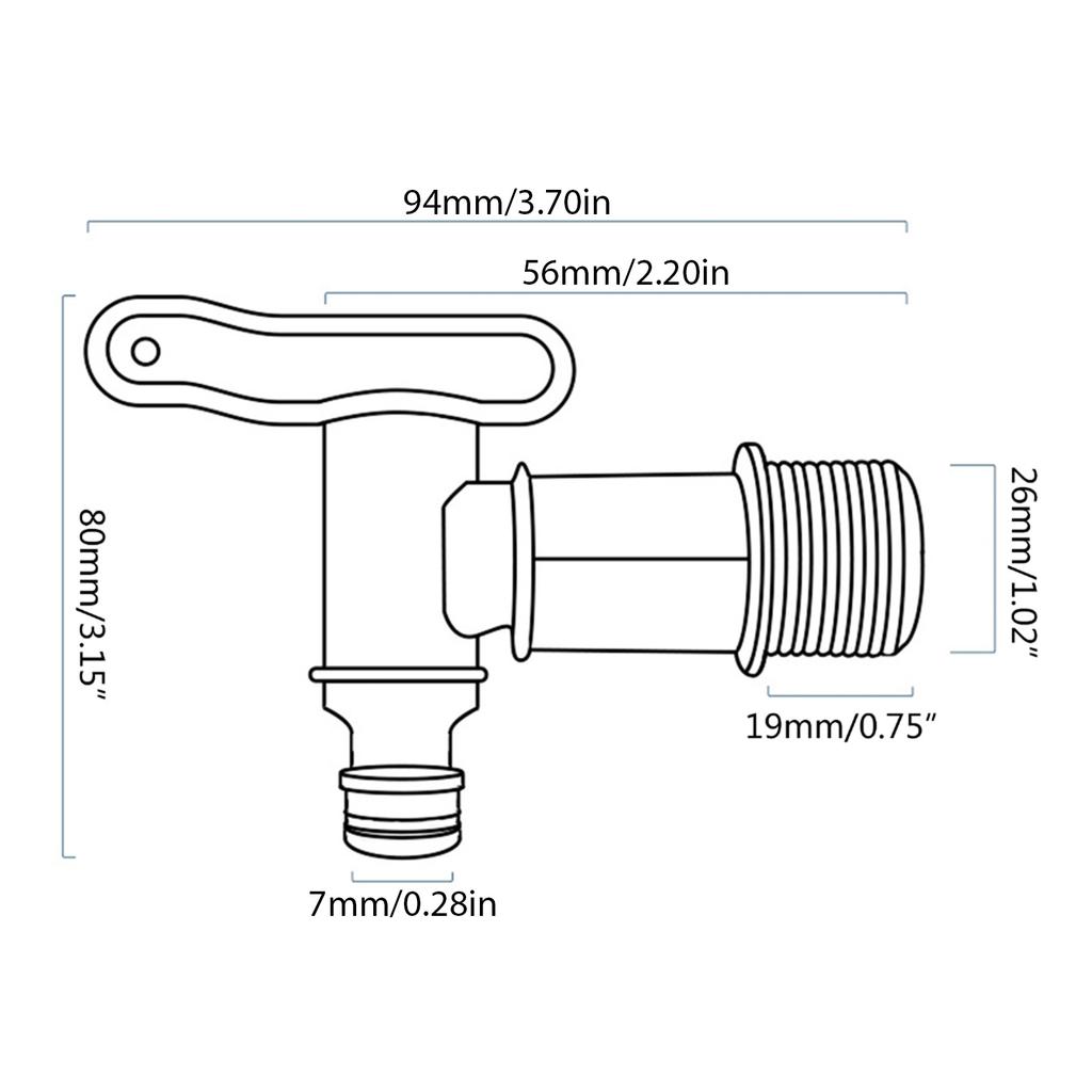 3/4" Water Butt Tap Plastic Snap Fit Hosepipe Rain Barrel Water Butts Thread Replacement Water Tap with Brass Nut