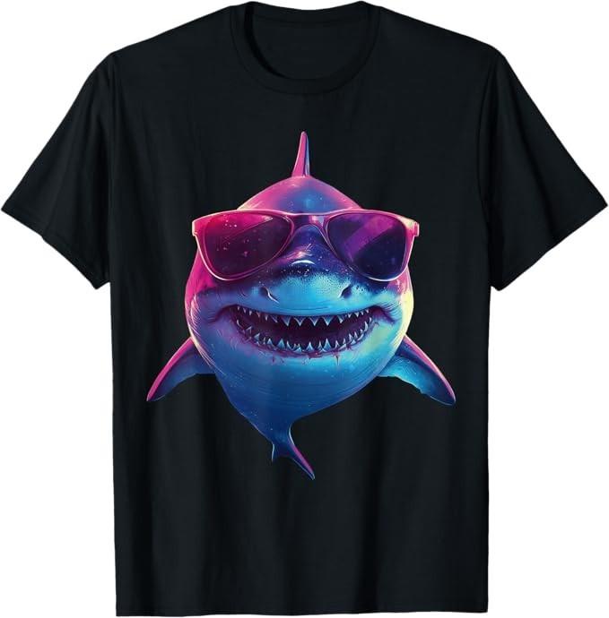 Shark wearing Sunglasses Funny Graphic T-Shirt