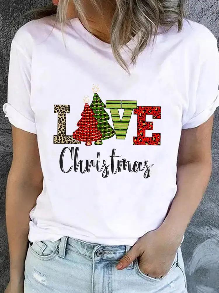 Christmas Clothes Fashion New Year Short Sleeve Print T Top Avocado Love Style Cute Basic Women Tee Clothing Graphic Tshirts