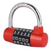 5 Digit   Lock Padlock U shaped Suitcase Door Combination Lock Red