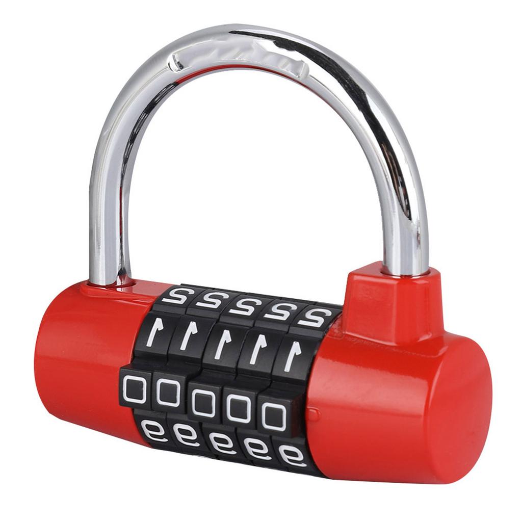 5 Digit   Lock Padlock U shaped Suitcase Door Combination Lock Red