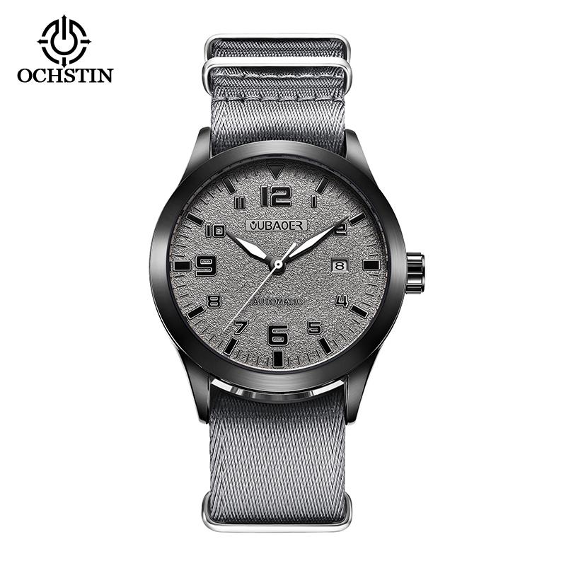 OCHSTIN Man Automatic Pilot Wrist Watches Luxury Self Wind Nylon Mechanic Male Clock Auto Date Relogio Masculino Gift for Men