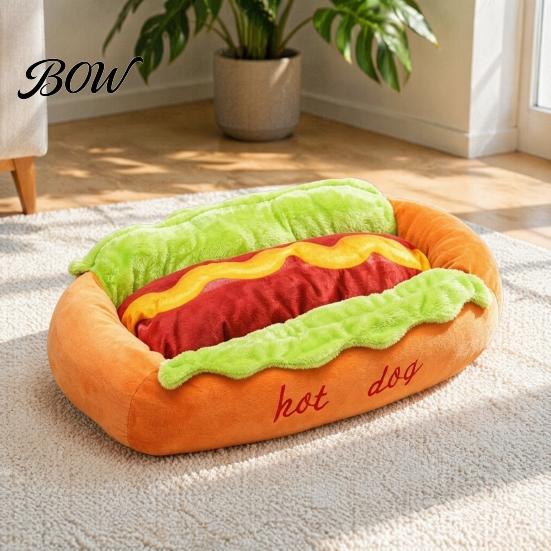 Soft Corduroy Pet Nest Hot Dog Bed, Cute Cozy Snuggle Removable Washable Pad, Funny Warm Sleeping Bed for Kittens Bun Plush Small Dogs Cats