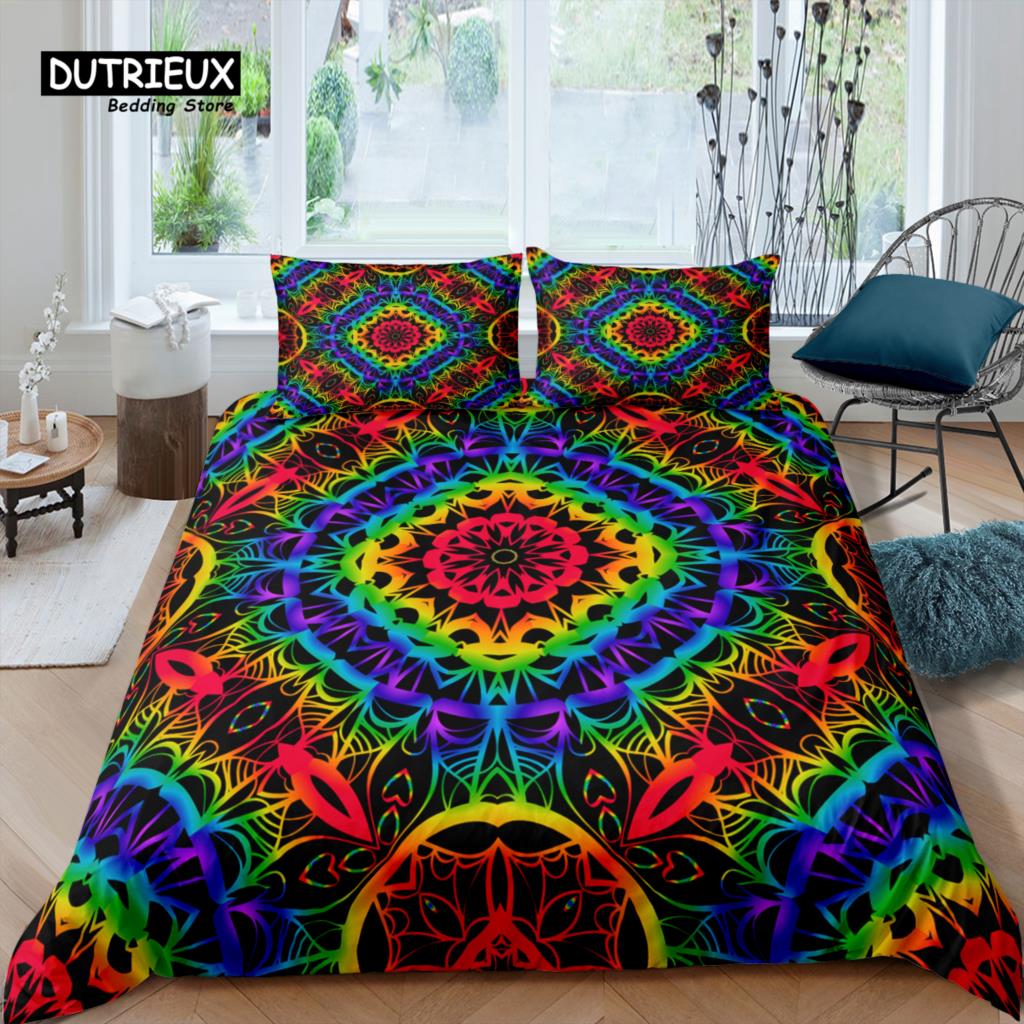 Home Living Luxury 3D Floral Lace Bedding Set Mandala Duvet Cover Pillowcase Queen and King EU/US/AU/UK Size Comforter Bedding