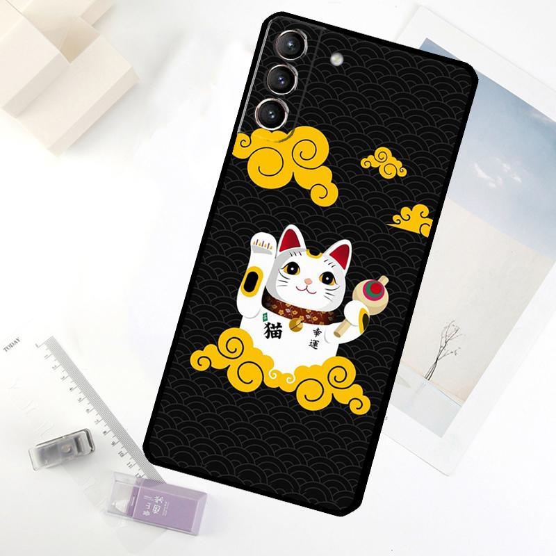 Japanese Lucky Cat Art Phone Case For Samsung Galaxy S25 S24 S23 S22 S21 S20 S26 Ultra S10 Plus S23 FE S25 FE Cover