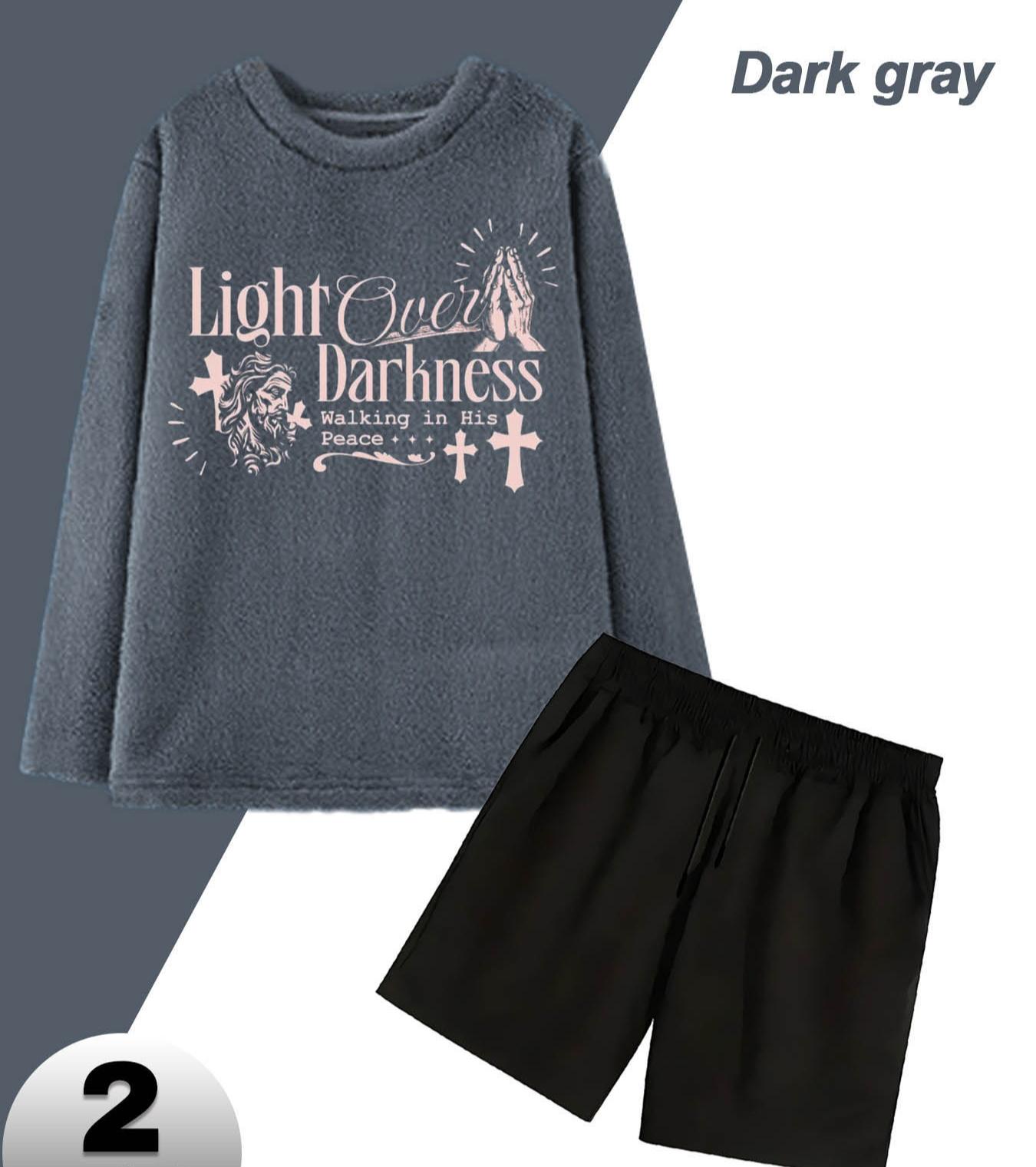 Дышащий и теплый мужской повседневный фланелевый комплект для дома XXL серый