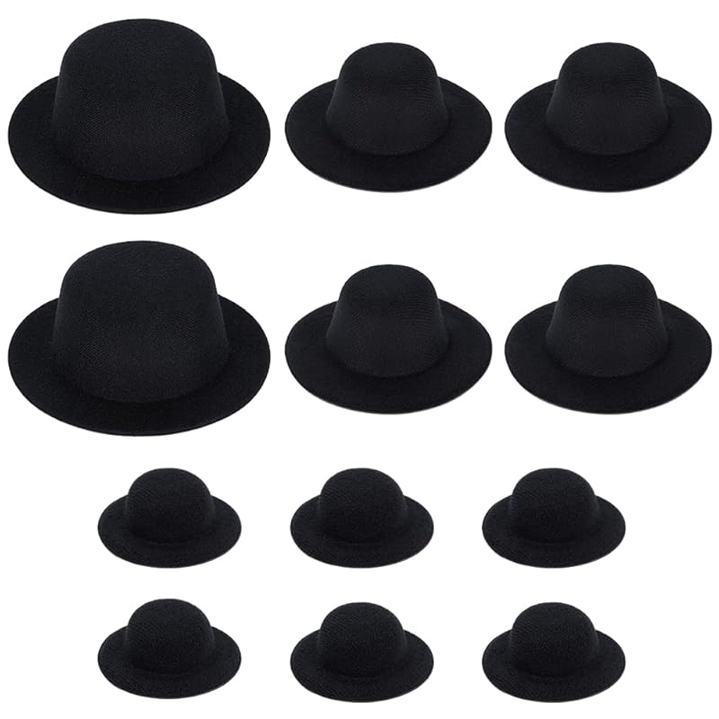 

[BENECREAT] 12 pieces 3 sizes handmade mini hat hat base hat base small top hat miniature hat Handmade without decoration hat For dolls, gothic lolita