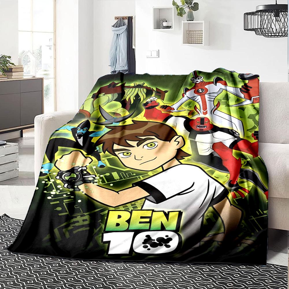 1pc Ben Alien Force Flannel Blanket for Super Soft Cute Comfort Blanket for Travel Bedding Couch Sofa Blanket Y73062