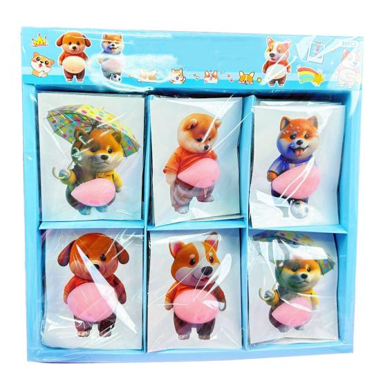 

30 шт. 3D Еластична наклейка на живіт собаки для зняття тривоги та стресу, мультяшна наклейка собаки з товстим животом, іграшка-цуценя, яку можна стиснути за живіт, самоклеюча тваринна наклейка DIY 30PCS