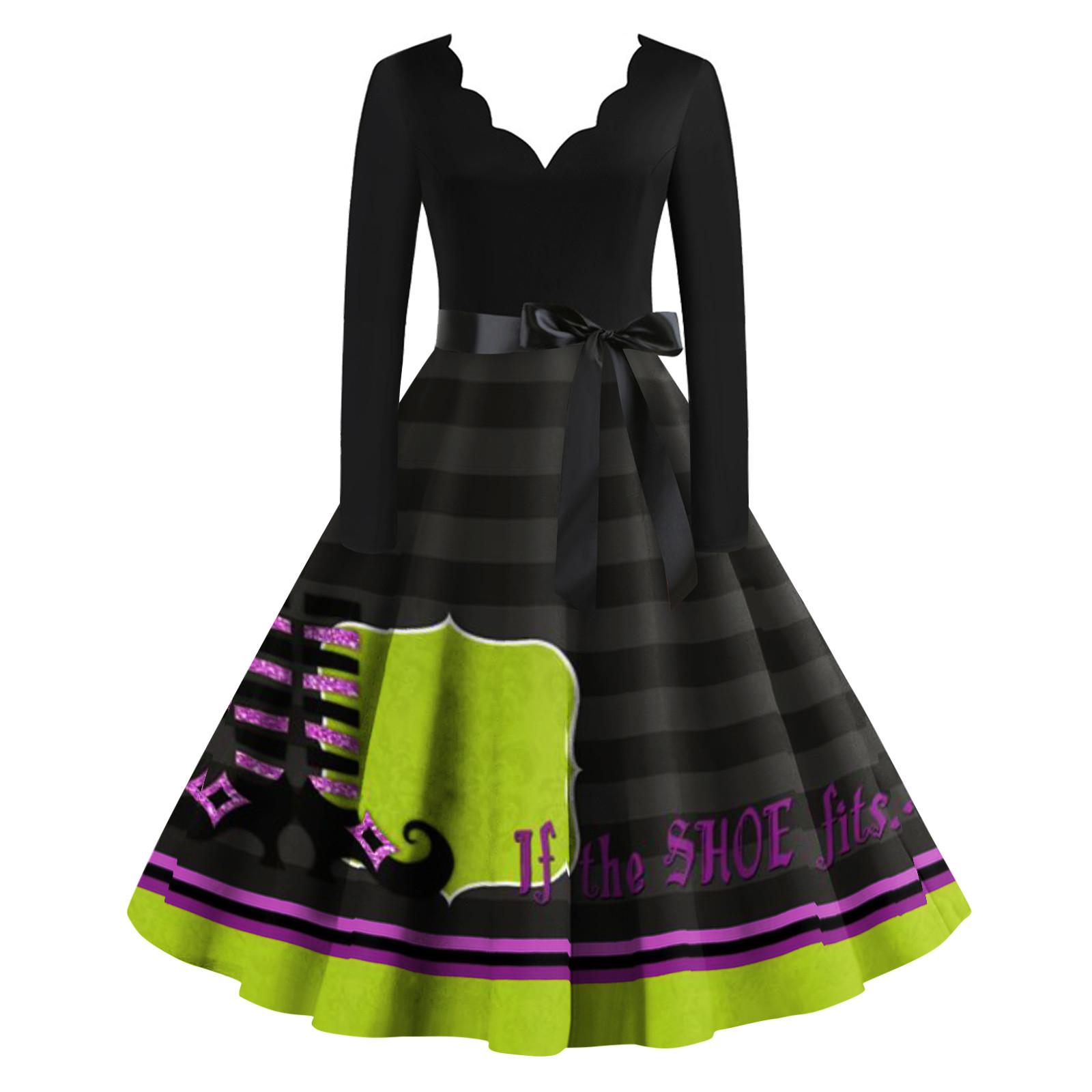 Женское винтажное классическое платье с вырезом на талии и галстуком-бабочкой с длинными — фото 5