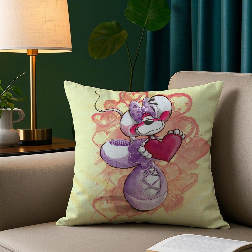 

Cartoon D-Diddl rat Pillow Case Plush Fabric Soft Pillowcase Double Sided Print Sofa Cushion Cover Throw 16x16Inch