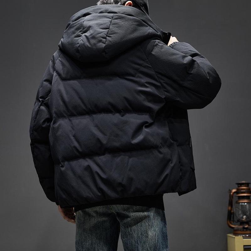 Men's High-End White Duck Down Jacket - Thick, Warm, Loose Fit with Hood